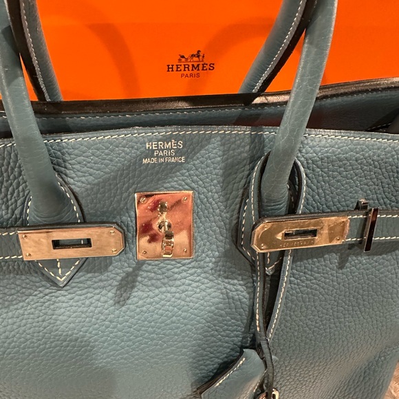 Hermes Blue Jean Birkin 30 handbag - immaculate - Picture 15 of 16